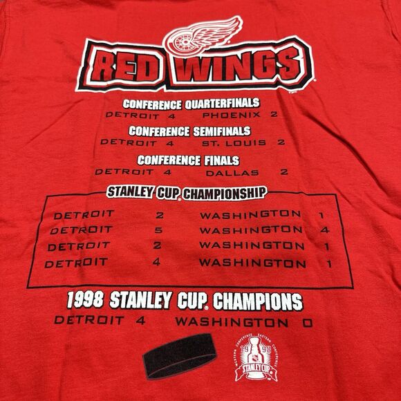 Vintage 1998 Starter Detroit Red Wings Stanley Cup Champions Shirt Large Double - Picture 8 of 8